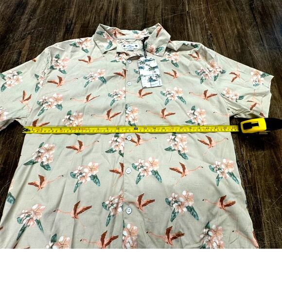 NWT!!! Free Planet Mens, Short Sleeve,Flamingoes, Flowers, MSRP 50, Mens L - Picture 4 of 11